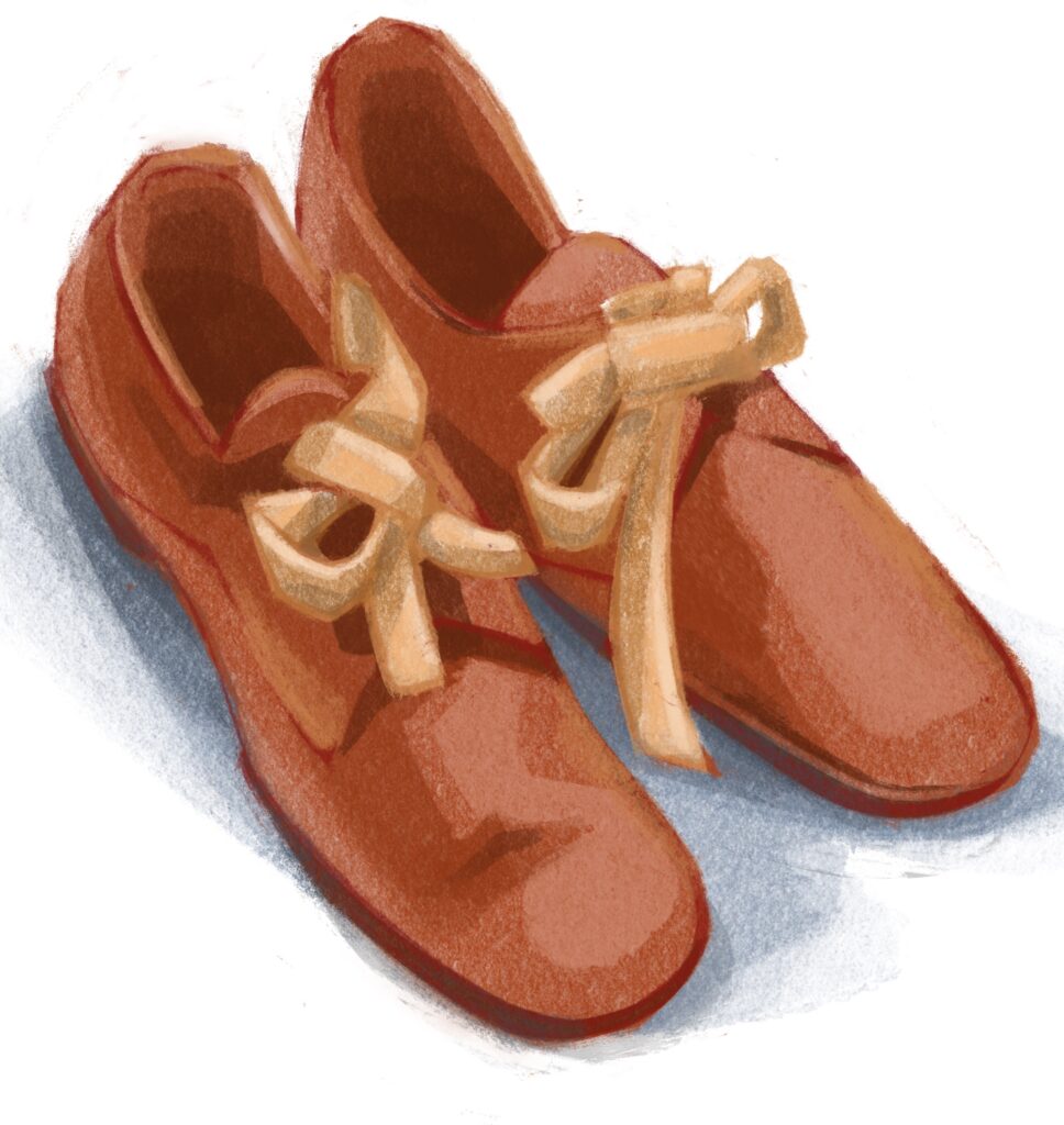 Procreate drawing of old fashion brown lace up shoes