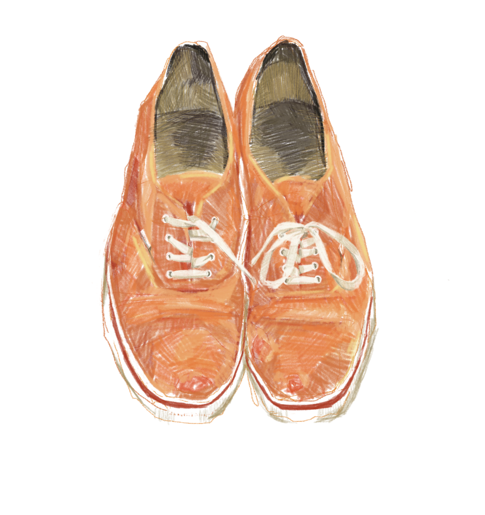 Procreate – Coloured Derwent Pencil drawing of Keds tennis shoes